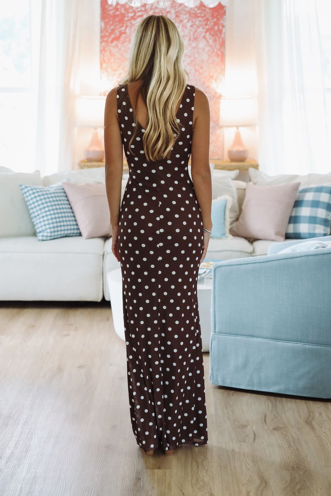 Hazel & Olive BD25228/5 Once In My Dreams Maxi Dress - Brown and White