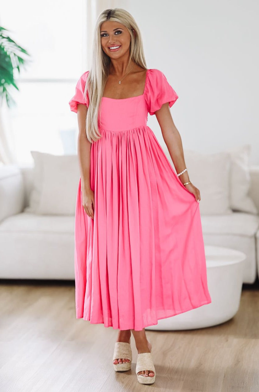 HAZEL & OLIVE Beachside Romance Midi Dress - Pink