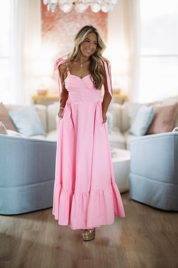 Hazel & Olive BID3889 Hopelessly Yours Maxi Dress - Pink