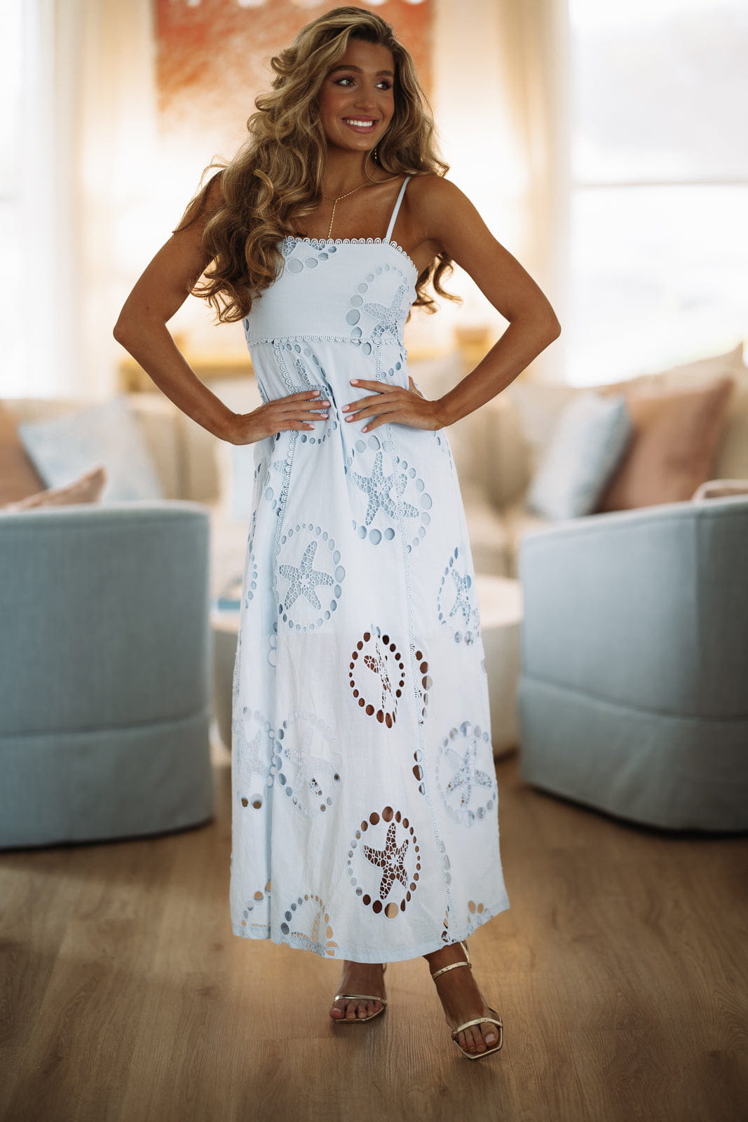 Hazel & Olive BID4136 Happy Days Ahead Maxi Dress - Baby Blue