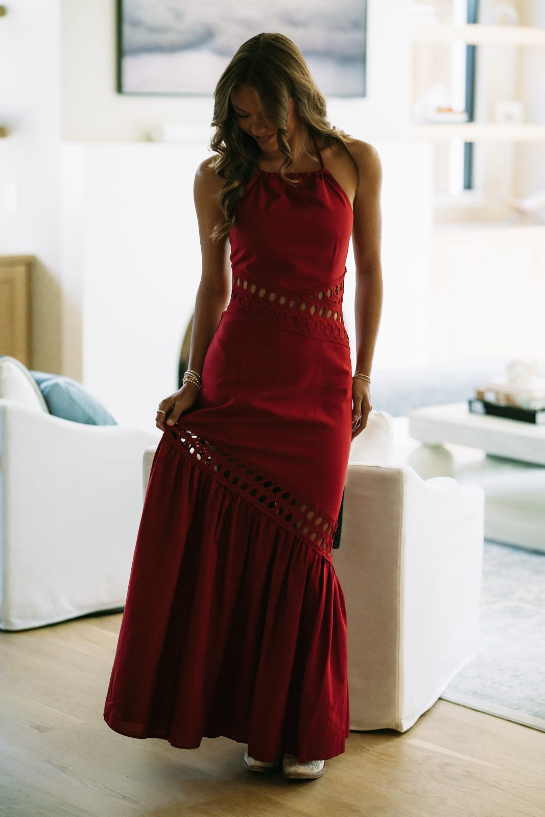 Hazel & Olive BID4518 Desert Moon Maxi Dress - Burgundy