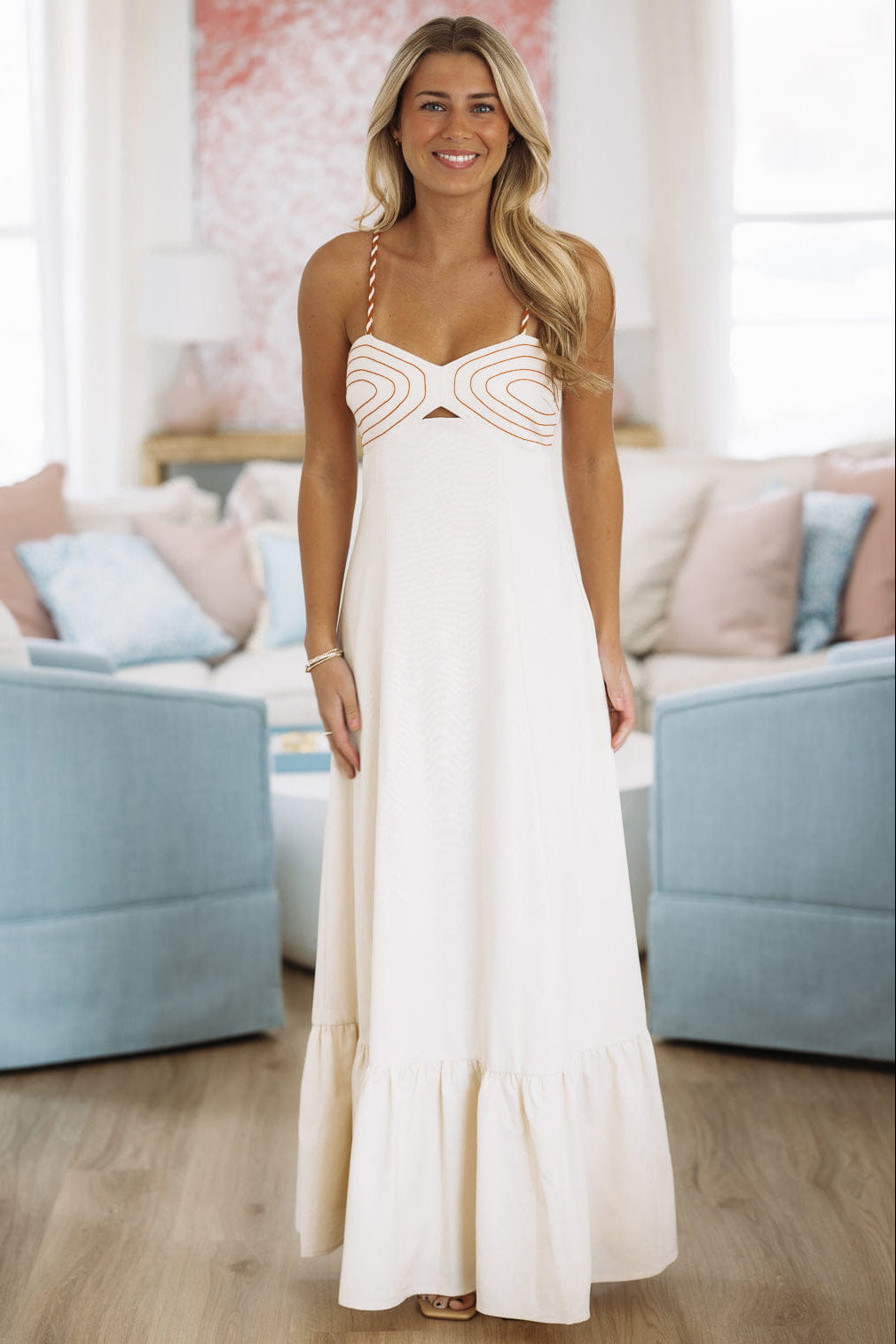 Hazel & Olive BID4522 Soft Glow Maxi Dress - Taupe