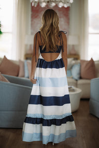 Hazel & Olive BID4524 Endless Horizons Maxi Dress - Navy, Blue and White