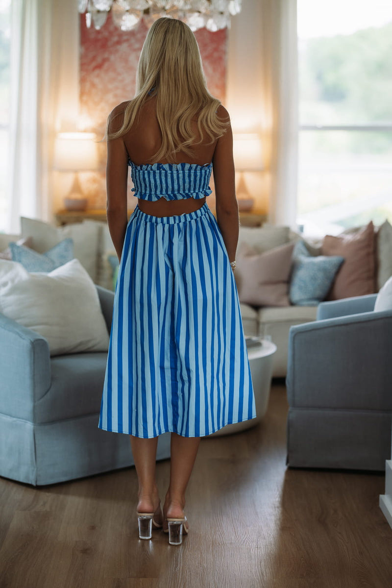Amalina Stripe Midi Dress