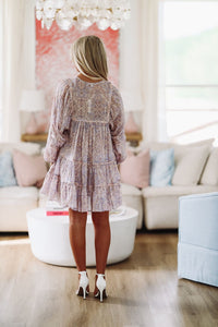 Bloom Time Mini Dress - Blush Pink and Light Blue-HAZEL & OLIVE-Small-