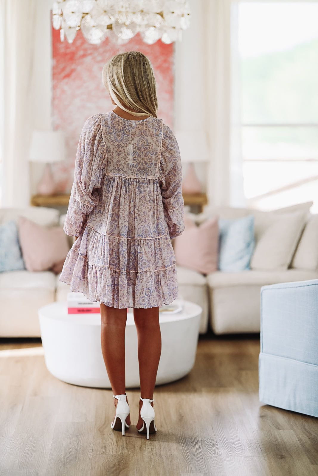 Bloom Time Mini Dress - Blush Pink and Light Blue-HAZEL & OLIVE-Small-