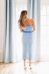 HAZEL & OLIVE Blue Skies Knit Crop Top - Blue and White