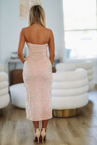 Blush Worthy Sequined Maxi Dress - Blush-HAZEL & OLIVE