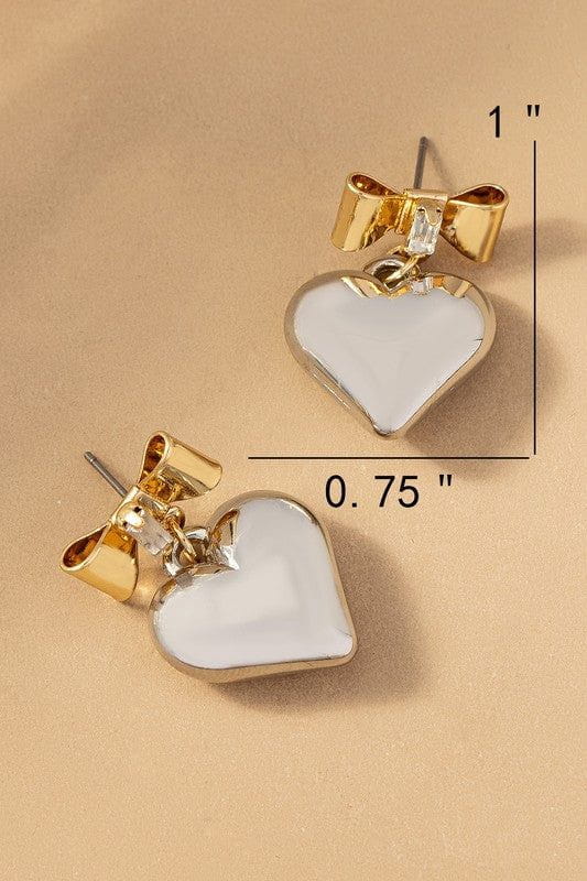 HAZEL & OLIVE Bow Heart Earrings - Gold