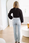 HAZEL & OLIVE Bow Me Over Crop Sweater - Black and Ivory
