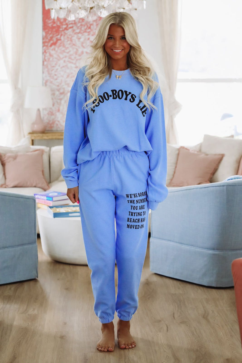 Boys Lie 1-800 Revamped Mac Slim Sweatpants - Blue-HAZEL & OLIVE-XSmall-