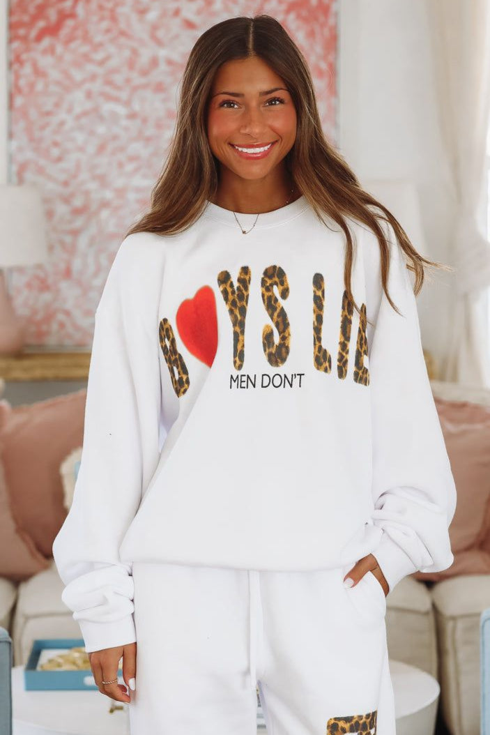 Boys Lie Caitlyn Coded Kara Crewneck - White