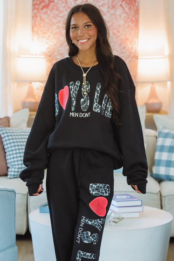 HAZEL & OLIVE Boys Lie Caitlyn Coded V2 Kara Crewneck - Black