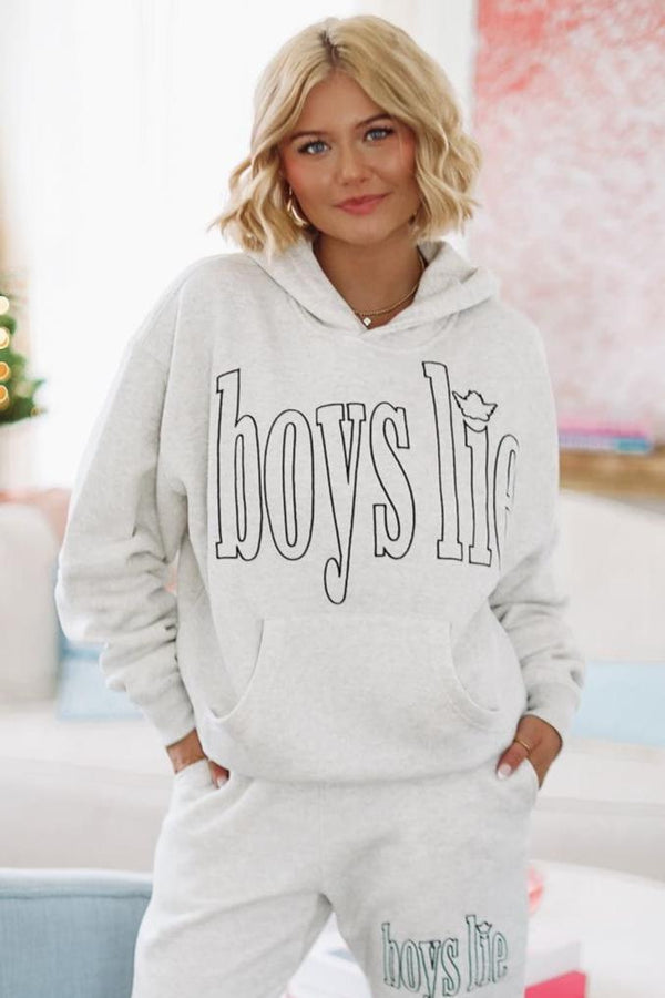 Boys Lie Hold My Phone Racer Hoodie - Grey-HAZEL & OLIVE-XS/S-