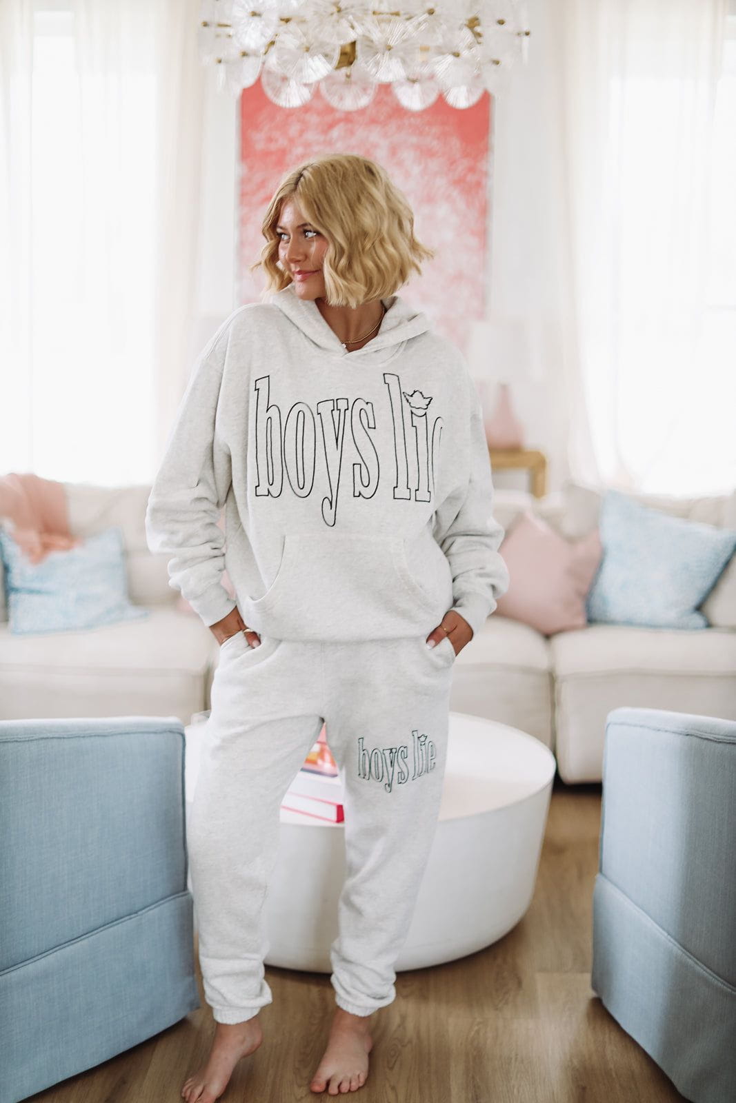 Boys Lie Hold My Phone Racer Hoodie - Grey-HAZEL & OLIVE-XS/S-