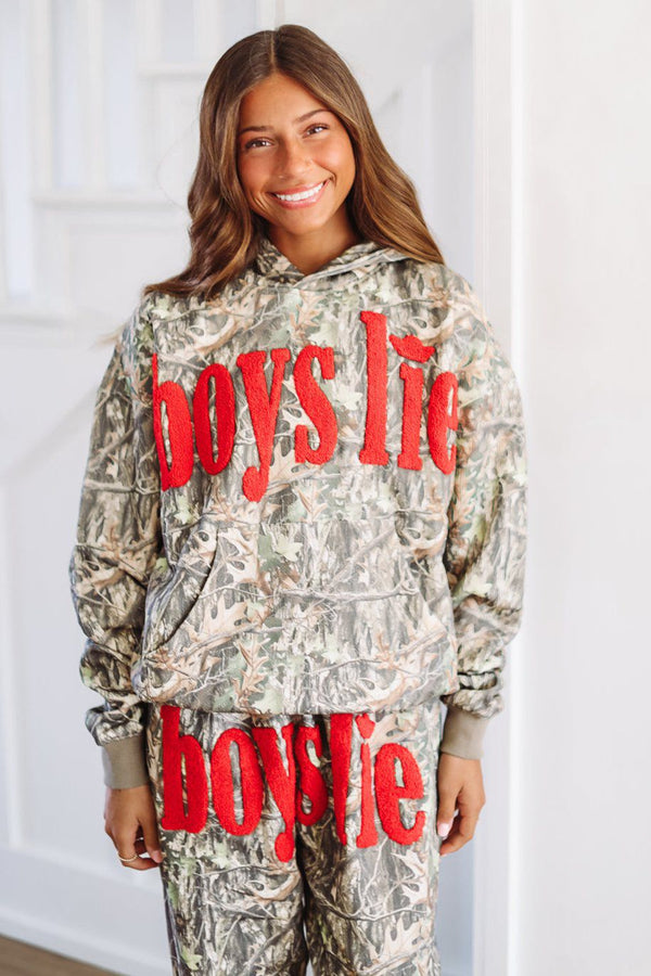 Boys Lie Manhunt Racer Hoodie - Camo-HAZEL & OLIVE-XS/S-