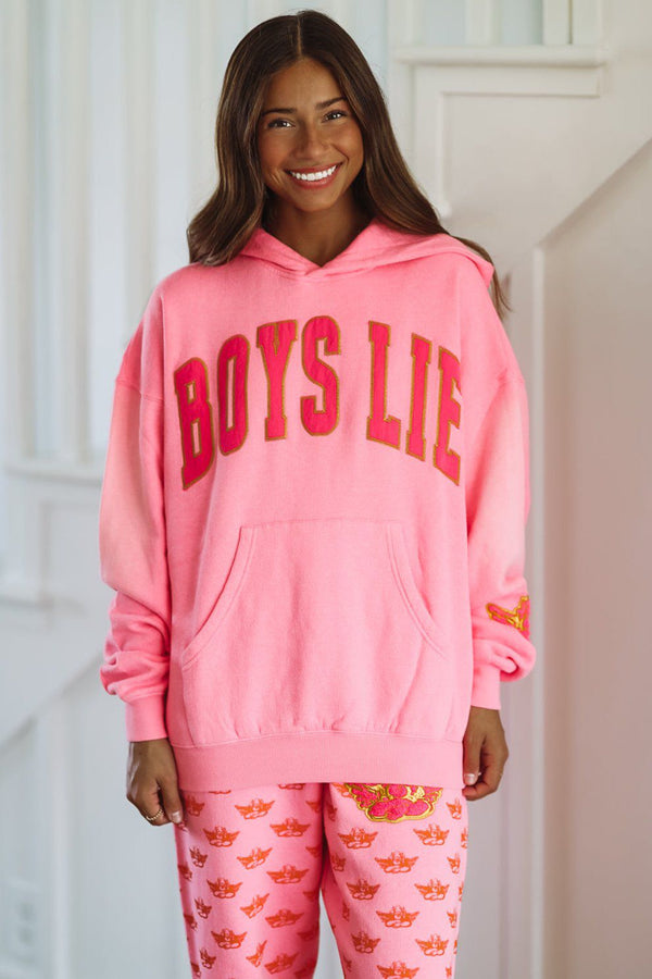 Boys Lie Not Your Puppet Racer Hoodie - Pink-HAZEL & OLIVE-XS/S-