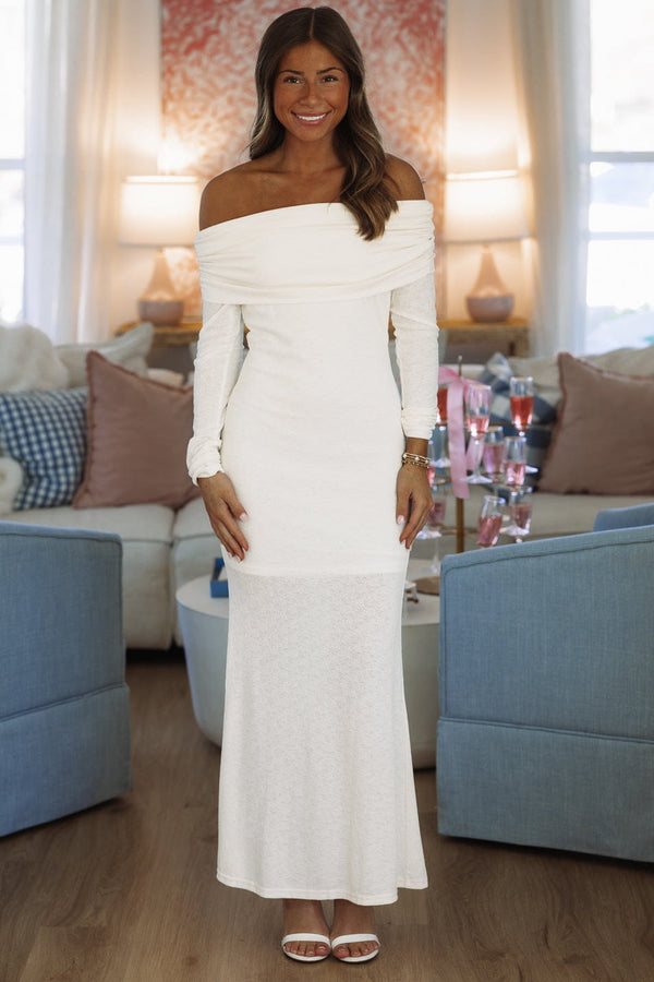 Hazel & Olive BR0186F Testing The Waters Maxi Dress - Ivory