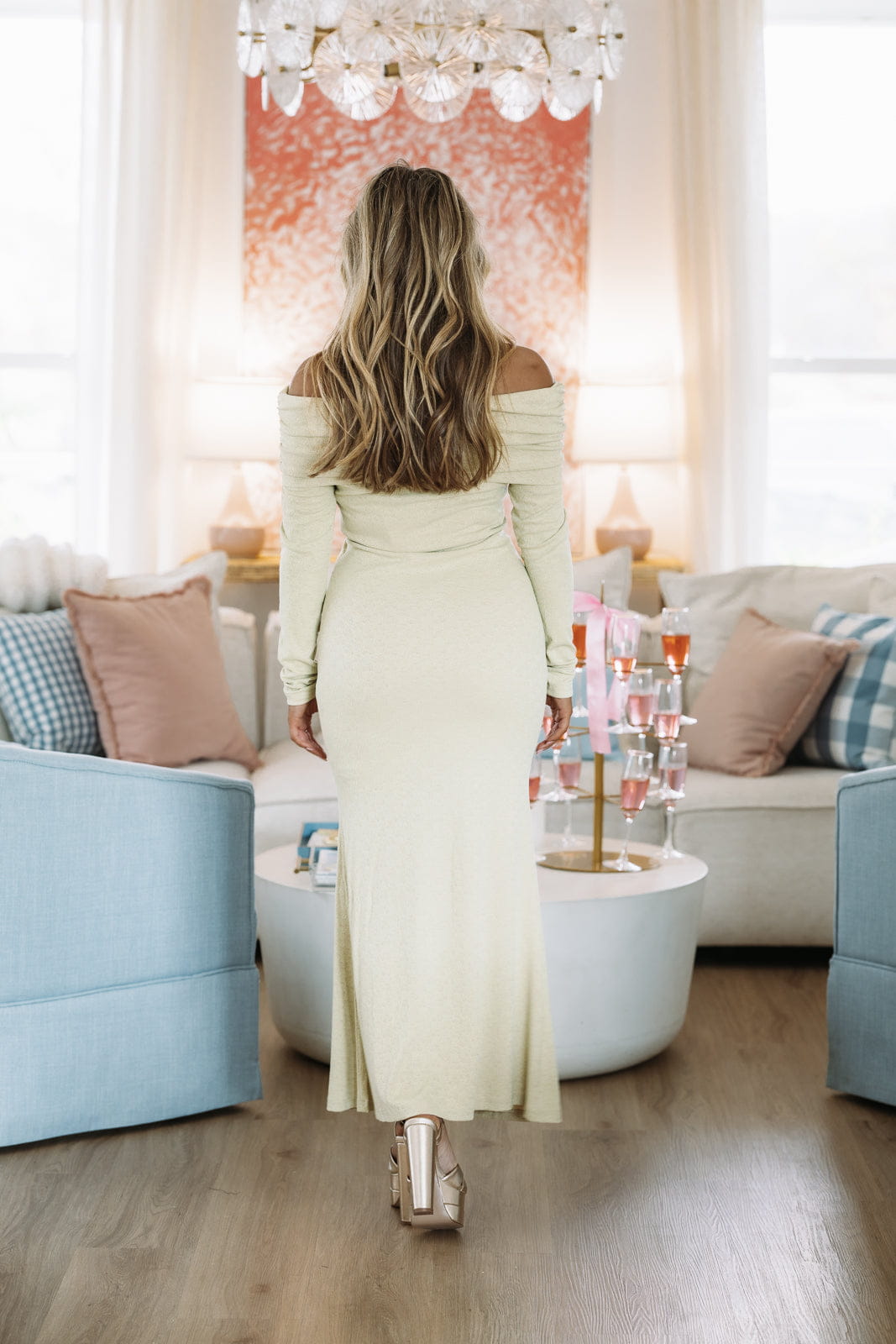 Hazel & Olive BR0186F Testing The Waters Maxi Dress - Light Sage