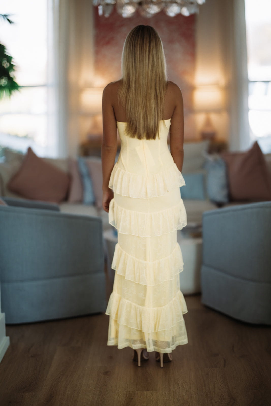 Hazel & Olive BR0236D01 Dreams in Motion Maxi Dress - Butter Yellow