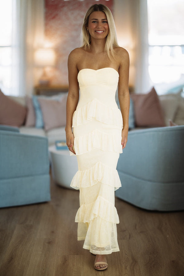 Hazel & Olive BR0236D01 Dreams in Motion Maxi Dress - Butter Yellow