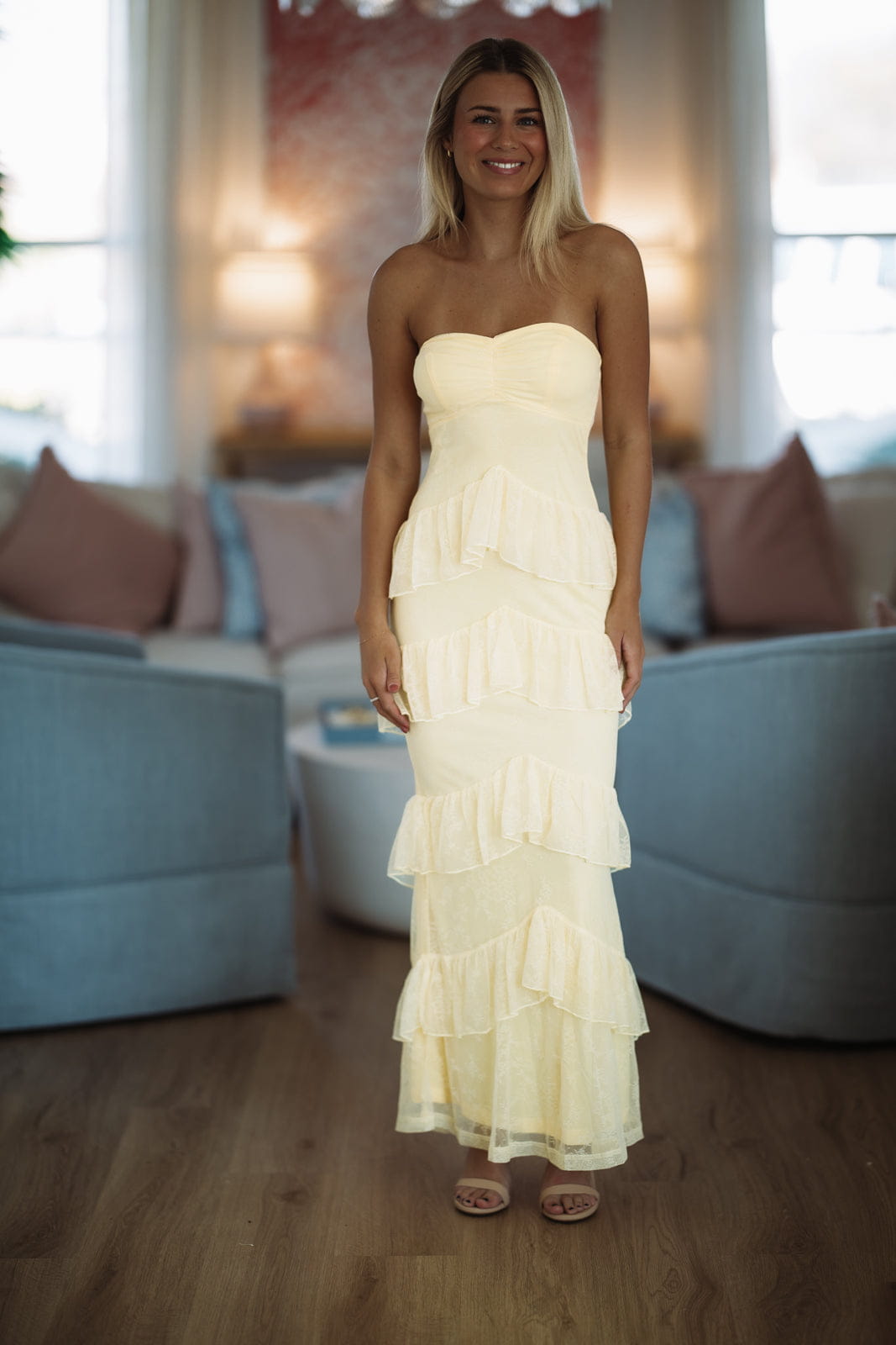 Hazel & Olive BR0236D01 Dreams in Motion Maxi Dress - Butter Yellow