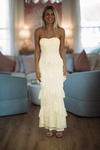 Hazel & Olive BR0236D01 Dreams in Motion Maxi Dress - Butter Yellow