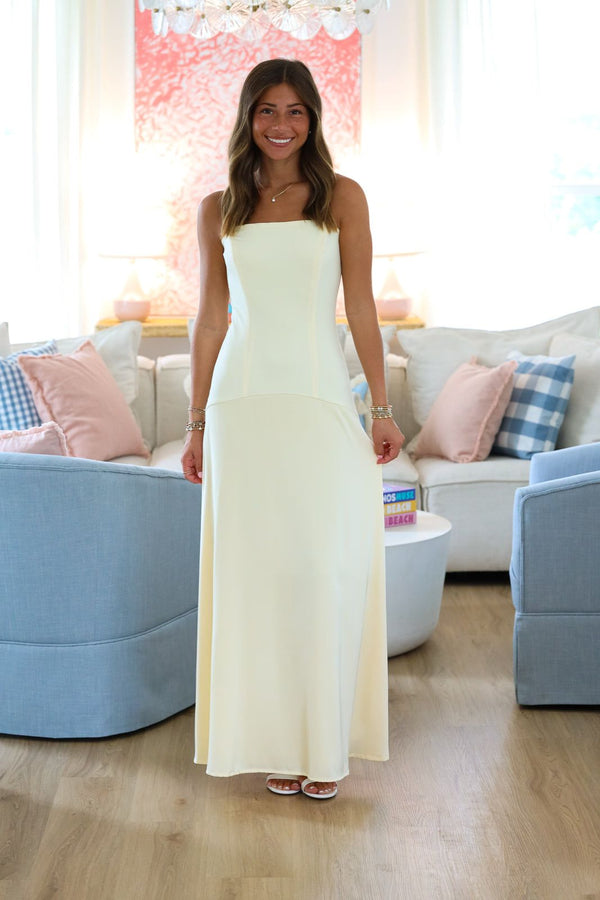 Hazel & Olive BR0394D Eye Opener Maxi Dress - Light Yellow