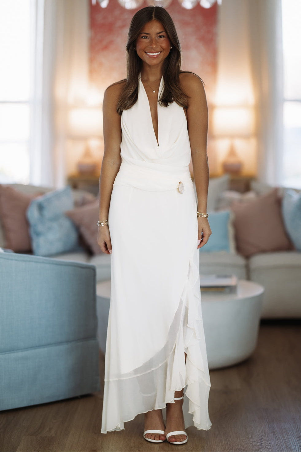 Hazel & Olive BR0447K Back In Love Maxi Dress - Cream