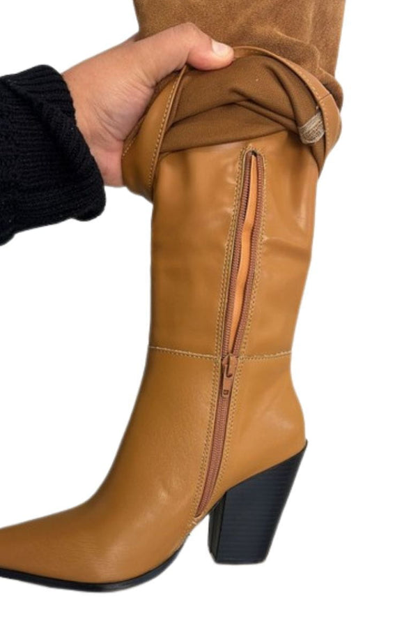 Hazel & Olive Brandy/Camel Desert Trail Foldover Western Boots - Camel