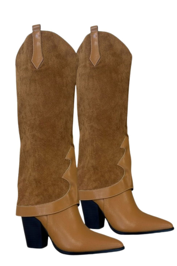Hazel & Olive Brandy/Camel Desert Trail Foldover Western Boots - Camel