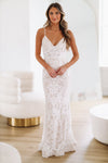 HAZEL & OLIVE Breathless Sequin Maxi Dress - White and Nude
