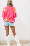 HAZEL & OLIVE Bright as Can Be Flower Oversized Sweater - Pink and Orange