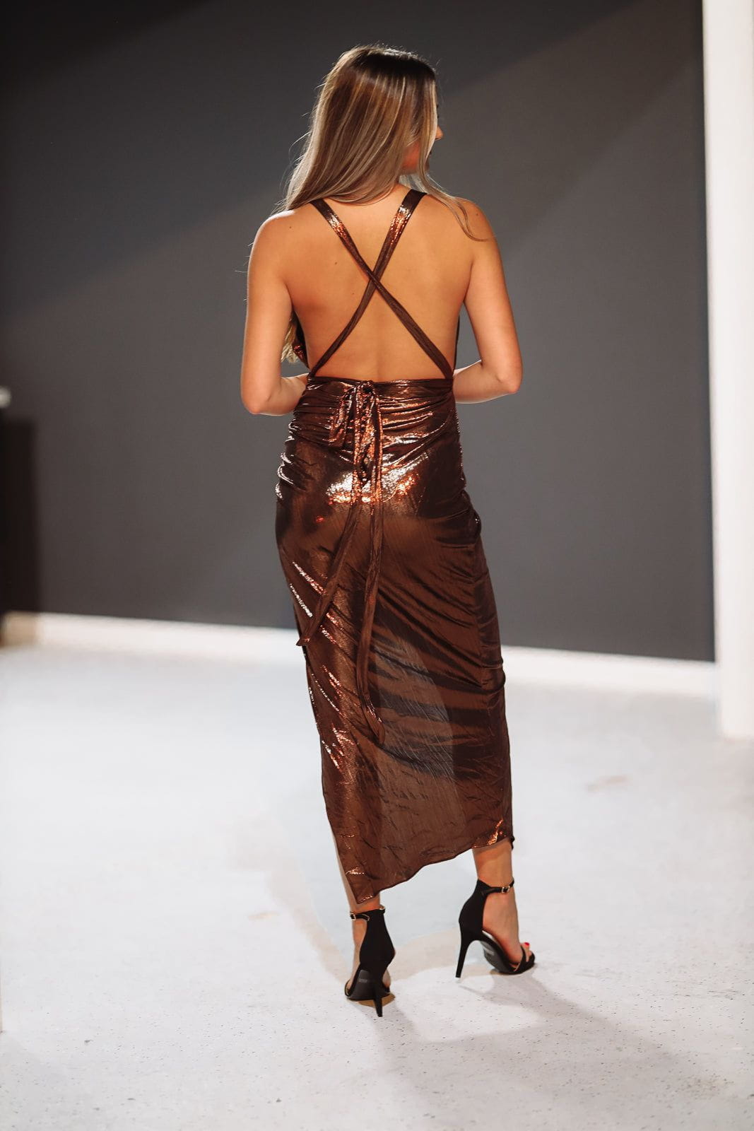 Bronze Dream Midi Dress - Bronze-HAZEL & OLIVE-Small-