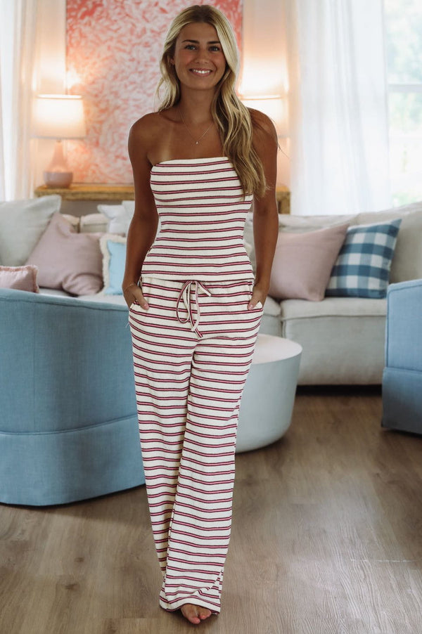 Hazel & Olive BRP2552/3 Don't Look Back Pants - Cream and Pink