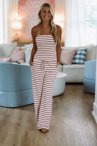 Hazel & Olive BRP2552/3 Don't Look Back Pants - Cream and Pink