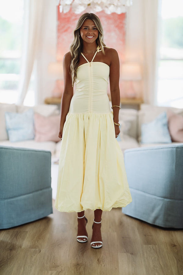 Burst of Yellow Midi Dress - Yellow-HAZEL & OLIVE-Small-