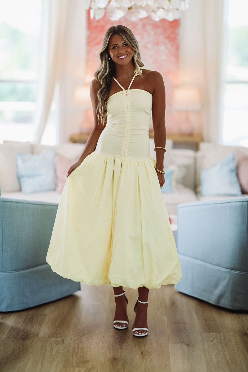 Burst of Yellow Midi Dress - Yellow, Large | Hazel and Olive | Boutique Fashion Burst of Yellow Midi Dress - Yellow, Large | Hazel and Olive | Boutique Fashion