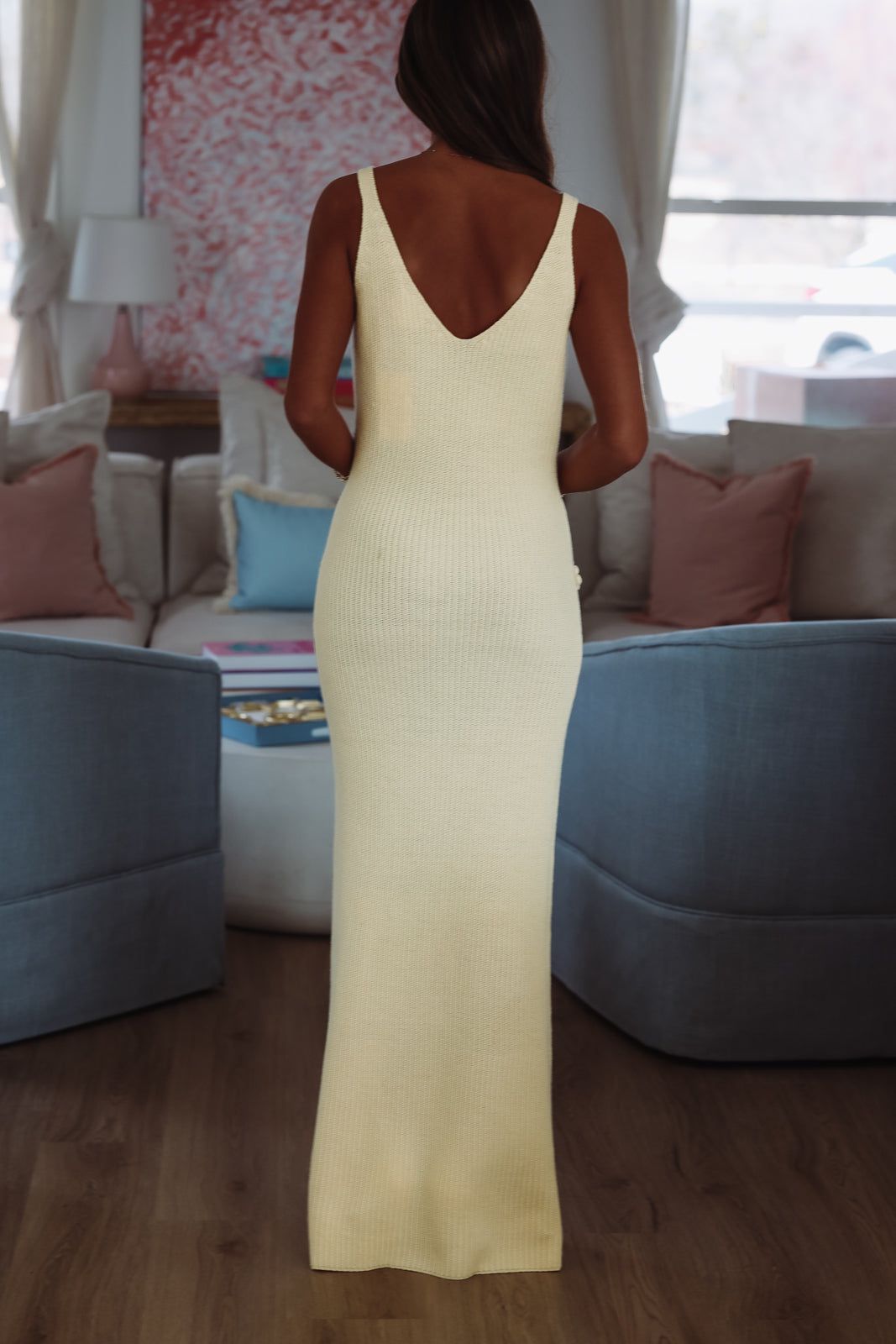 line and dot yellow dress LIMONE MAXI DRESS