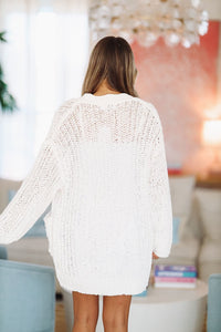 Cable Knit Cuddles Cardigan - White-HAZEL & OLIVE-Small-