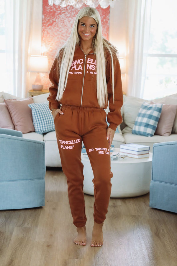 Canceled Plans Women's Me Day Zip Hoodie By Mayfair Group - Cinnamon-HAZEL & OLIVE-XS-