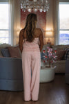 Hazel & Olive Candy Stripes Fold Over Sweatpants - Pink and Ivory