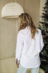 HAZEL & OLIVE Captivating Embellished Cuff Button Down Shirt - White