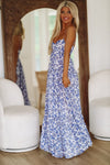 Caviar Dreams Print Maxi Dress - Blue and White-HAZEL & OLIVE-Small-