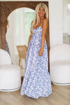 Caviar Dreams Print Maxi Dress - Blue and White-HAZEL & OLIVE-Small-