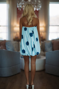 Hazel & Olive CD06008 Devoted Dots Mini Dress - Blue