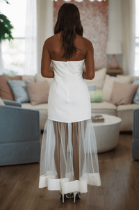 Hazel & Olive CD06609 Sheer Excitement Midi Dress - White