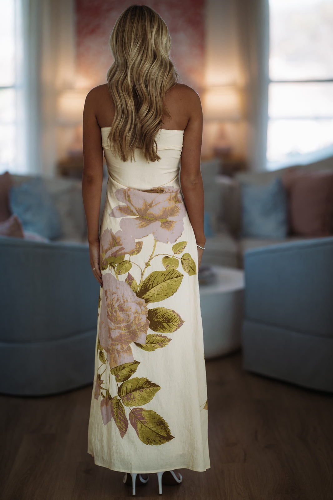 Hazel & Olive CD06646 Blow Kisses Maxi Dress - Butter Yellow, Lavender and Green