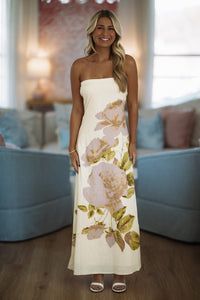 Hazel & Olive CD06646 Blow Kisses Maxi Dress - Butter Yellow, Lavender and Green