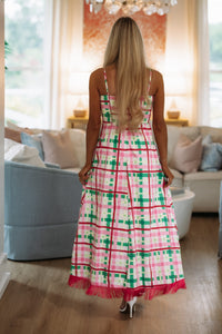 Grid & Fringe Maxi Dress